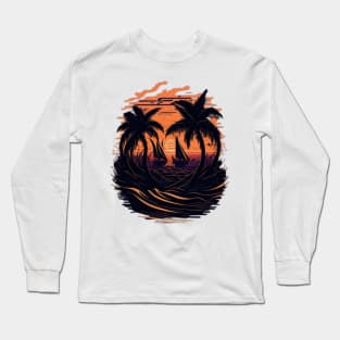 sunset on the beach Long Sleeve T-Shirt
